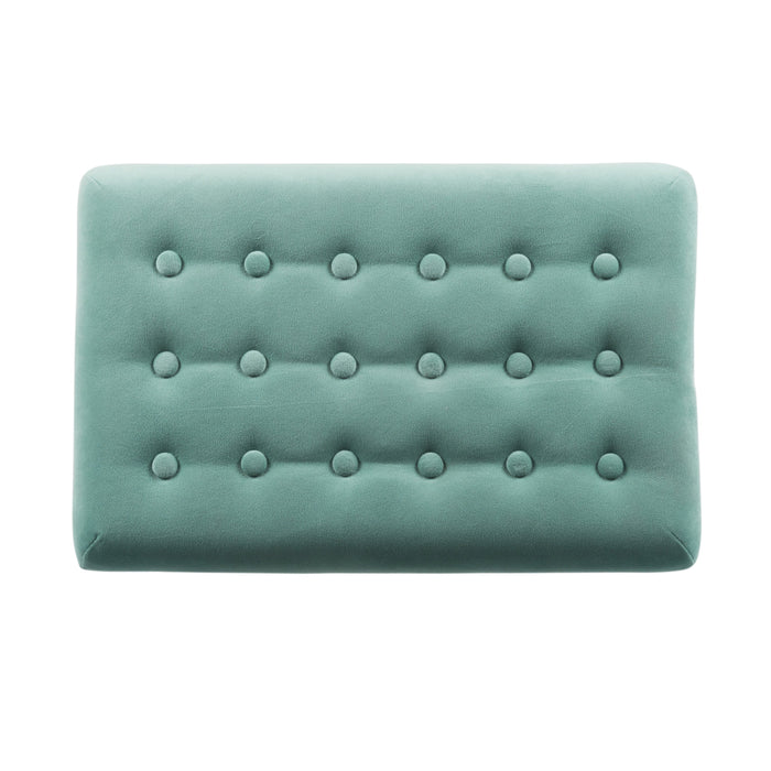 Velvet Tufted Metal Ottoman - Teal