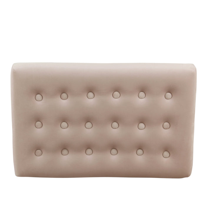 Velvet Tufted Metal Ottoman -Pink