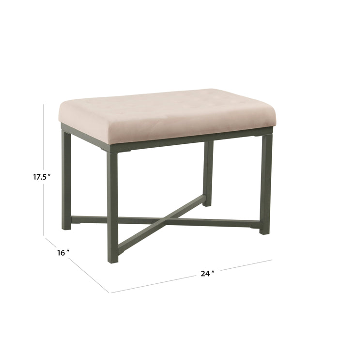 Velvet Tufted Metal Ottoman -Pink