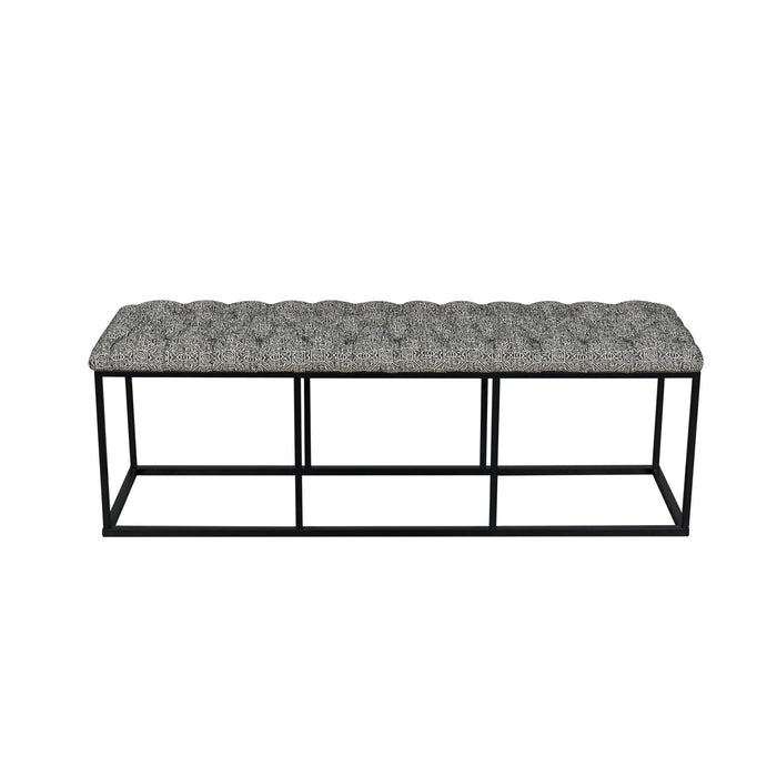 Metal Bench with Button Tufting - Global Print