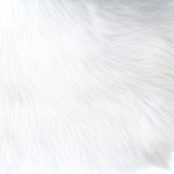 Faux Fur Round Ottoman - White