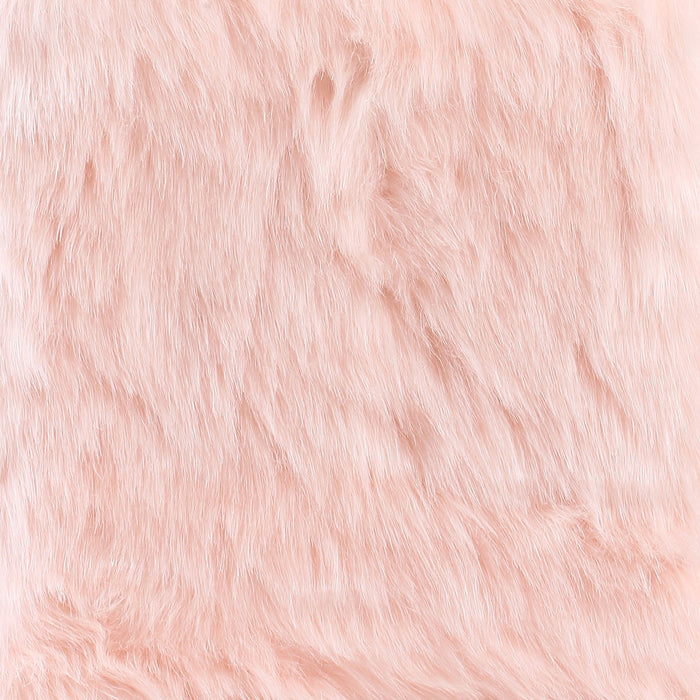Faux Fur Square Ottoman - Pink