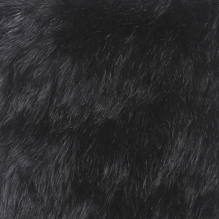 Faux Fur Square Ottoman - Black