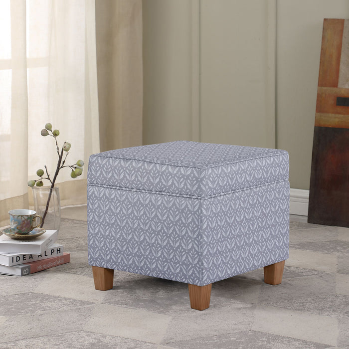 HomePop Upholstered Square Storage Ottoman - Light Grey Print