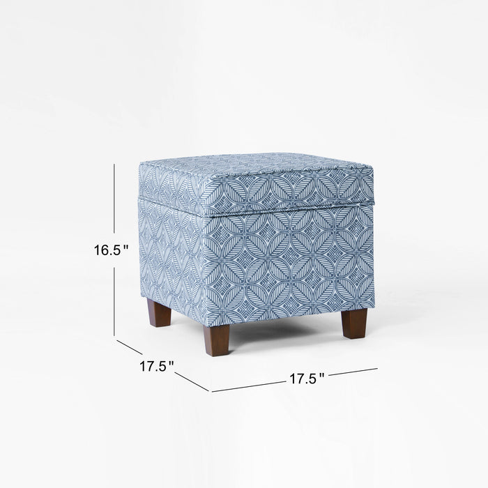 HomePop Upholstered Square Storage Ottoman - Indigo Print