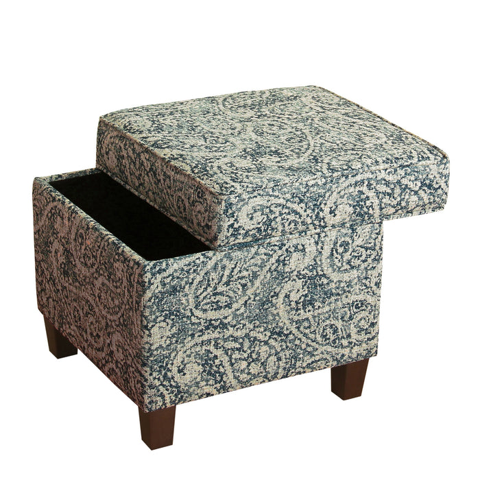 Square Ottoman with Lift Off Top - Distressed Paisley