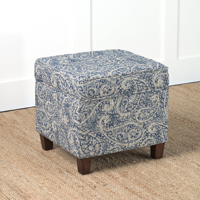 Square Ottoman with Lift Off Top - Distressed Paisley