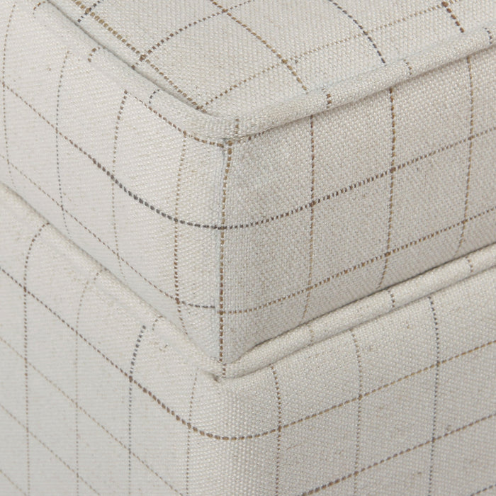 Square Ottoman with Lift Off Top - Natural Windowpane