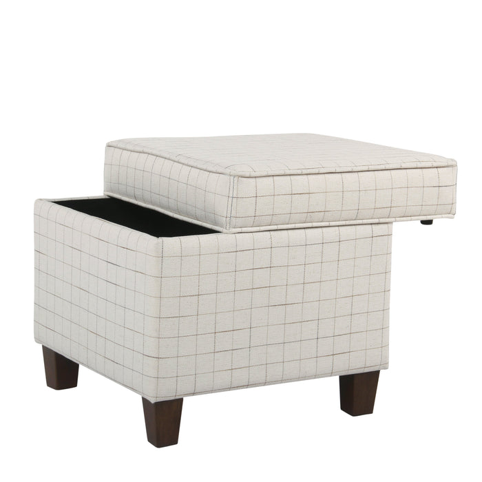 Square Ottoman with Lift Off Top - Natural Windowpane