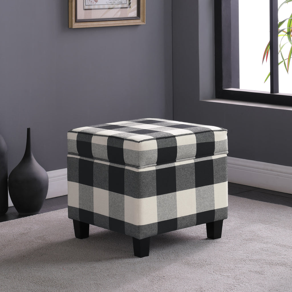 Ottoman / Boîte De Rangement Tartan – Avec Détail Cocker épagneul – Neuf