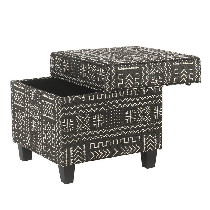 Square Ottoman with Lift Off Top - Onyx