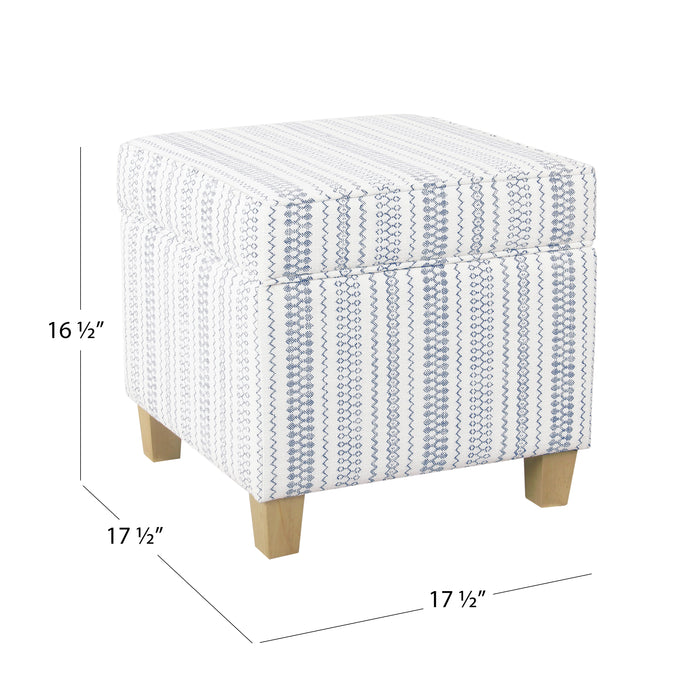HomePop Square Ottoman with Lift-Off - Blue Stripe