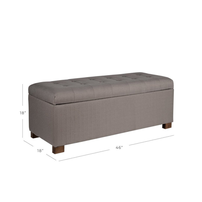 Large Tufted Storage Bench - Taupe Woven
