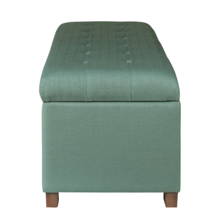 Large Tufted Storage Bench - Teal Woven