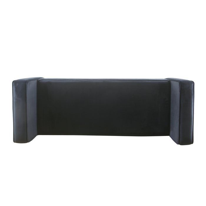 Modern Velvet Storage Bench with pillows - Dark Navy