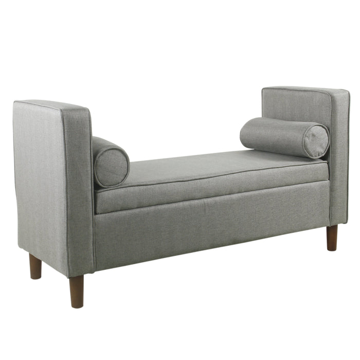 Modern Storage Bench with pillows - Gray Woven