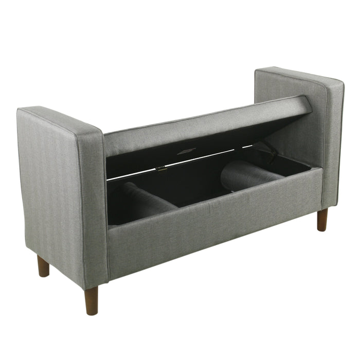 Modern Storage Bench with pillows - Gray Woven
