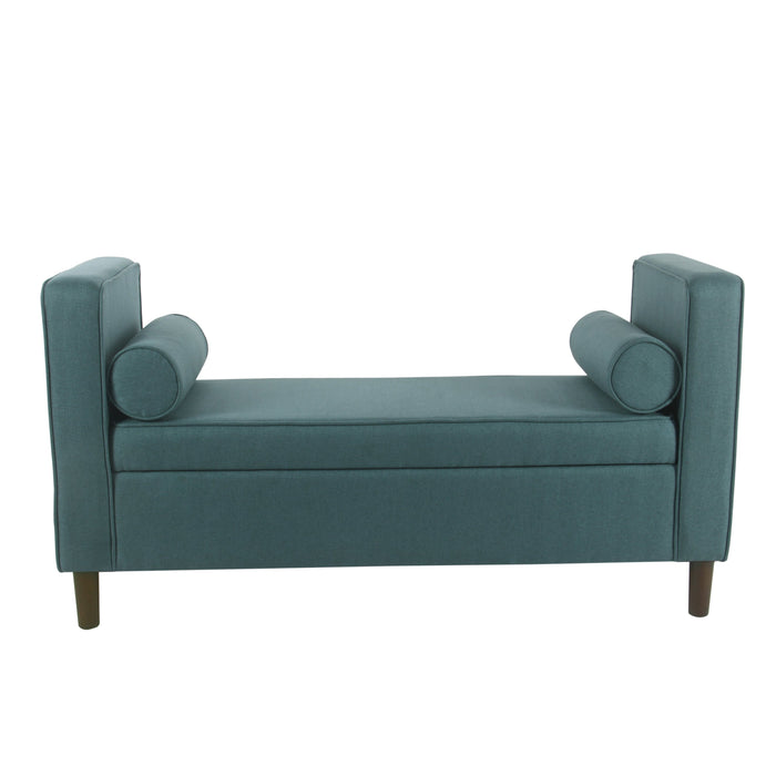 Modern Storage Bench with pillows- Teal Woven