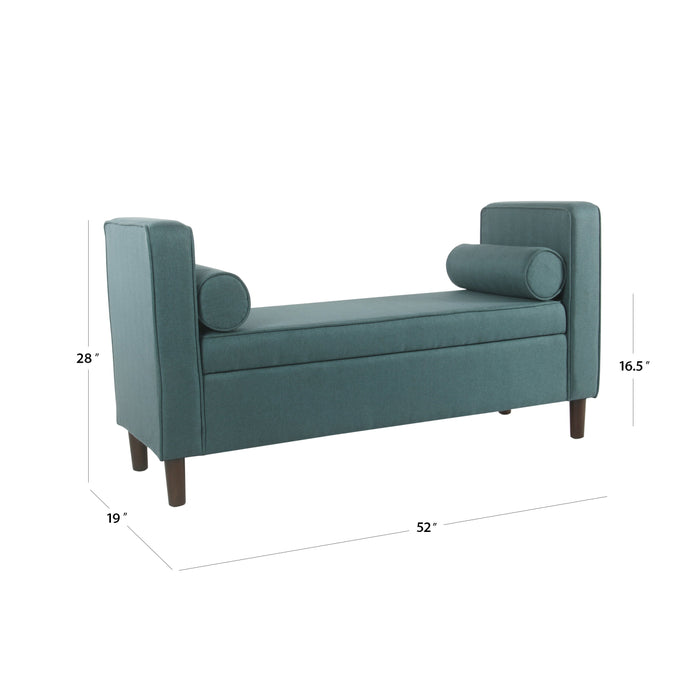 Modern Storage Bench with pillows- Teal Woven