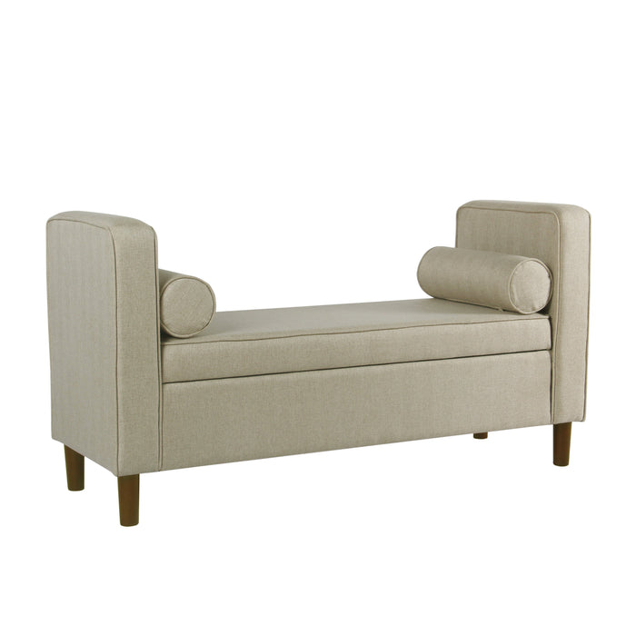 Modern Storage Bench with pillows - Cream Woven