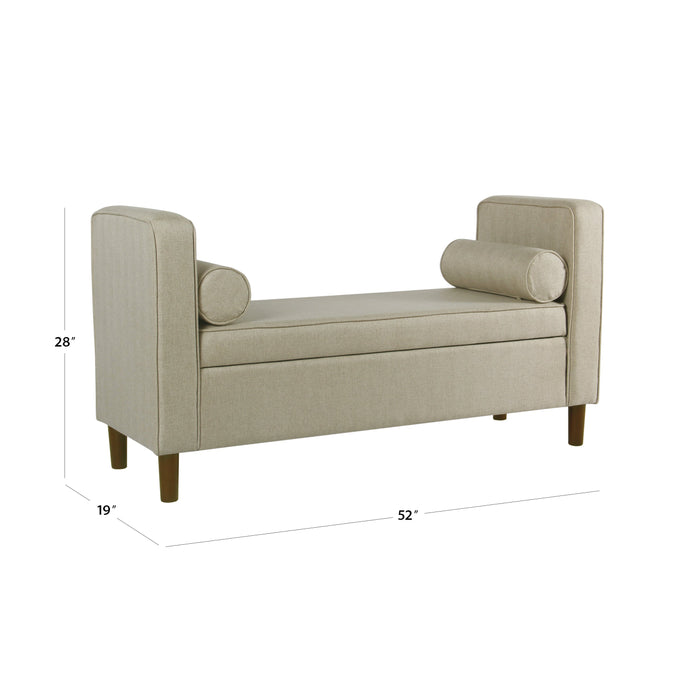 Modern Storage Bench with pillows - Cream Woven