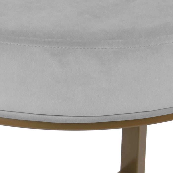 Round Velvet Stool Metal Base - Gray
