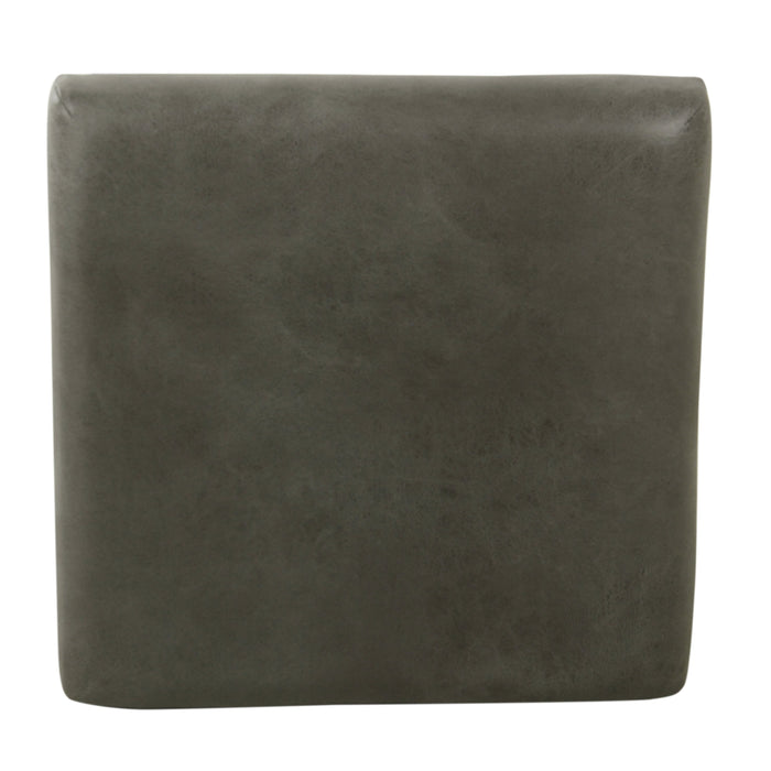 Modern Metal X-base Ottoman - Gray Faux Leather