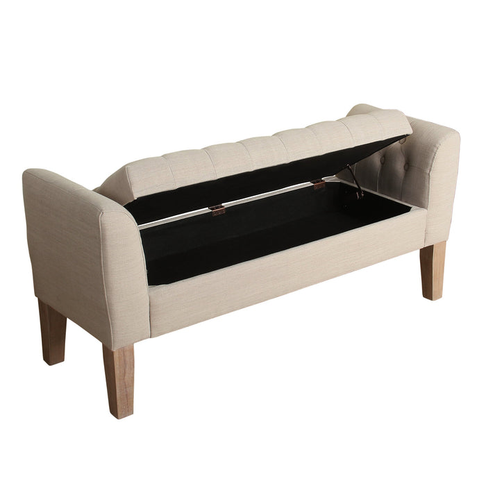 Tufted Storage Bench Settee - Cream Woven