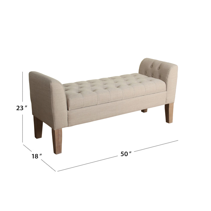 Tufted Storage Bench Settee - Cream Woven