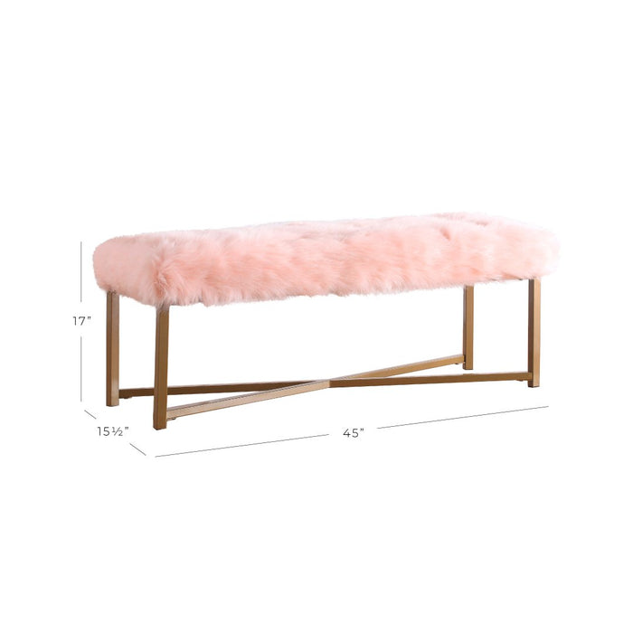 Faux Fur Bench - Pink