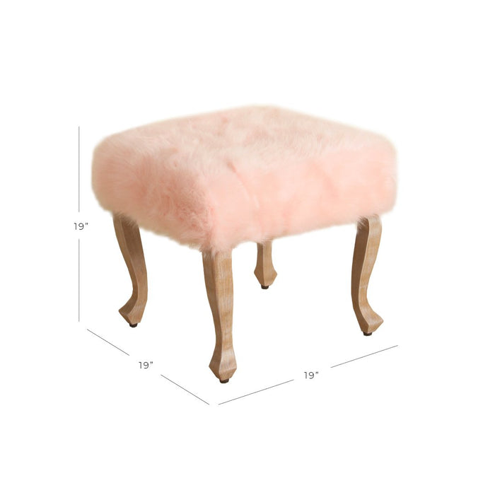 Faux Fur Ottoman  - Pink