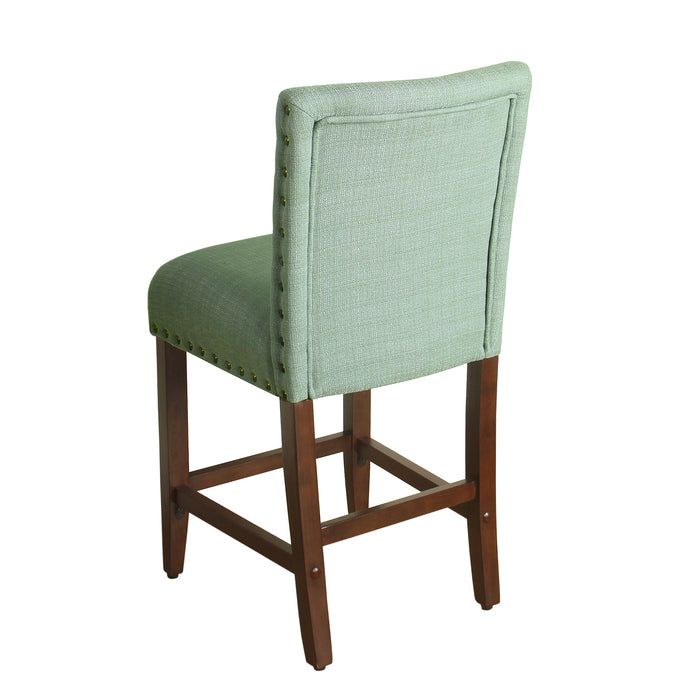 24" Barstool with Nail heads- Seafoam Woven