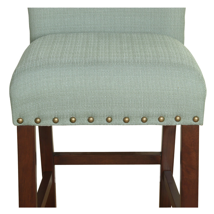 24" Barstool with Nail heads- Seafoam Woven