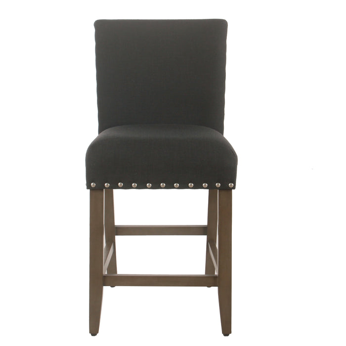24" Barstool with Nail heads- Charcoal Woven