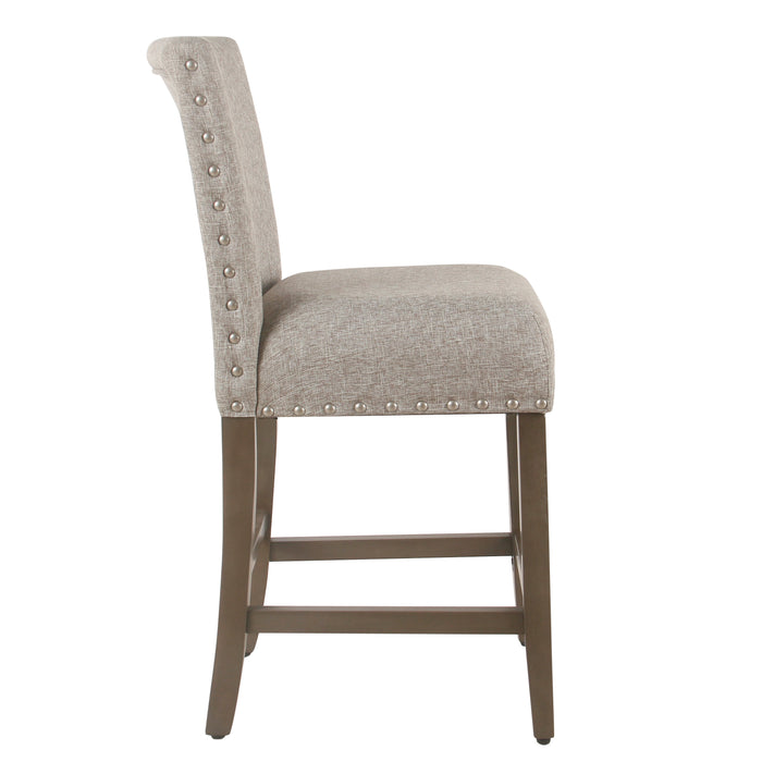 24" Barstool with Nail heads - Sterling Gray