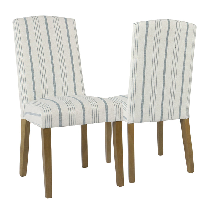 Curved Back Parsons Dining Chair Blue Stripe Set of