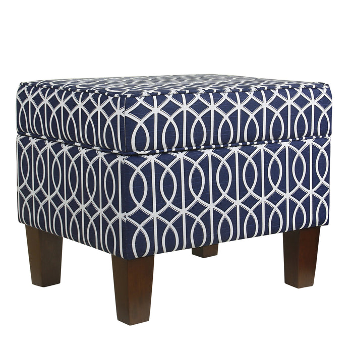 Storage Ottoman - Blue Trellis