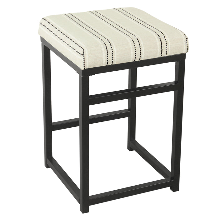 24" Open Back Metal Counter Stool - Black and White Stripe