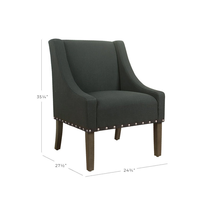 Modern Swoop Accent Chair with Nailhead Trim - Dark Charcoal