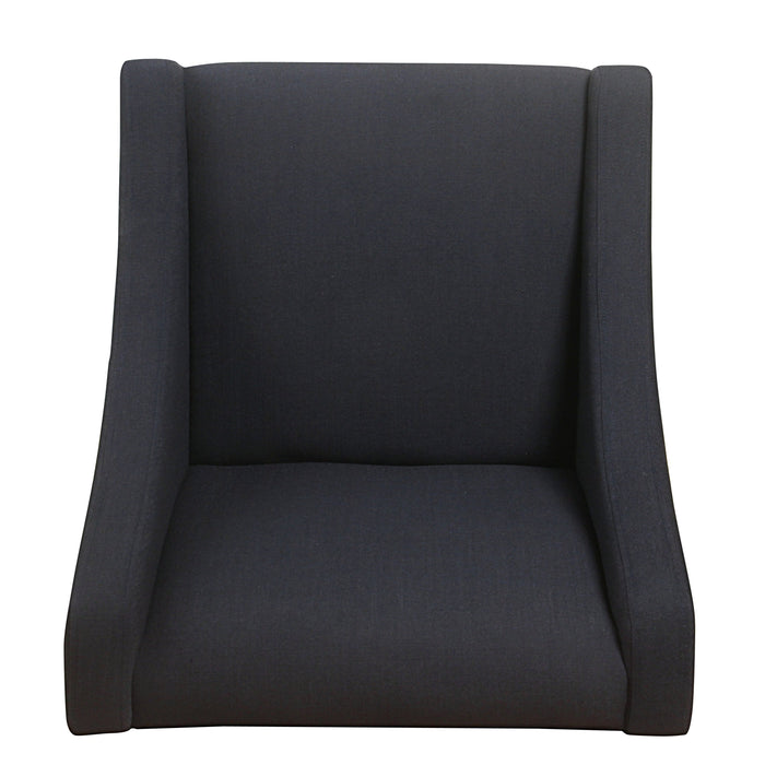 Modern Swoop Accent Chair with Nailhead Trim - Deep Navy