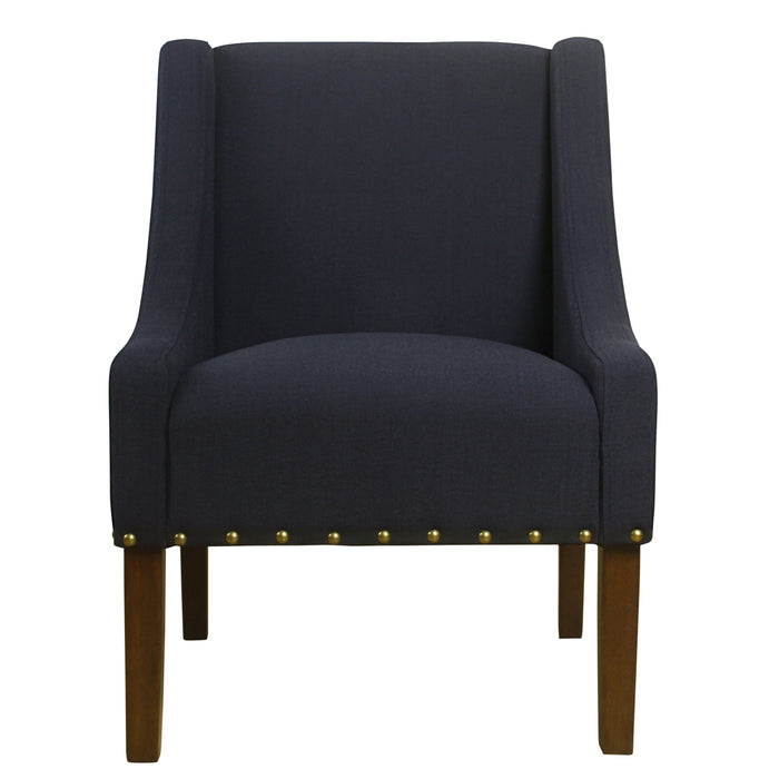 Modern Swoop Accent Chair with Nailhead Trim - Deep Navy