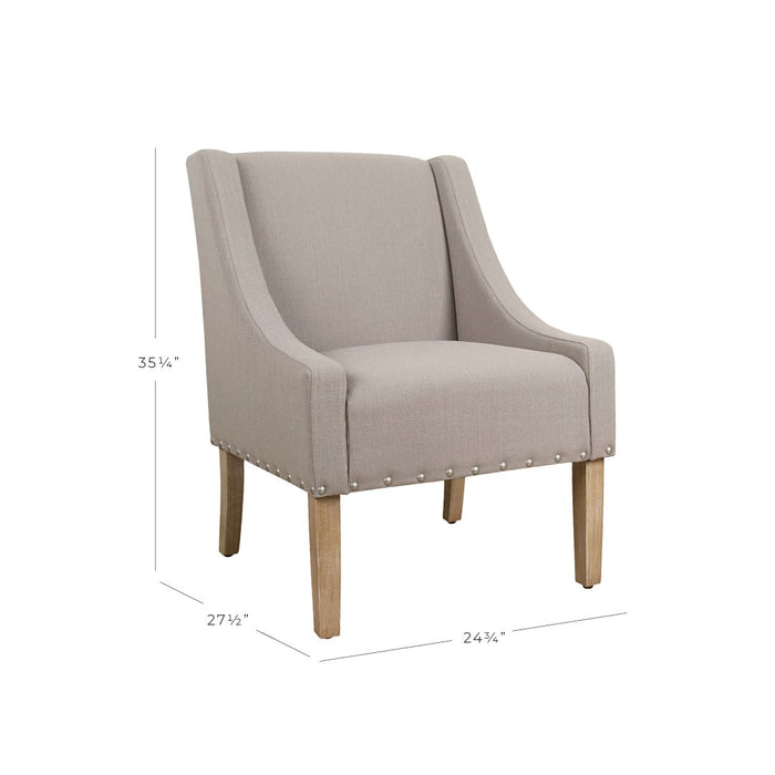Modern Swoop Accent Chair with Nailhead Trim - Tan