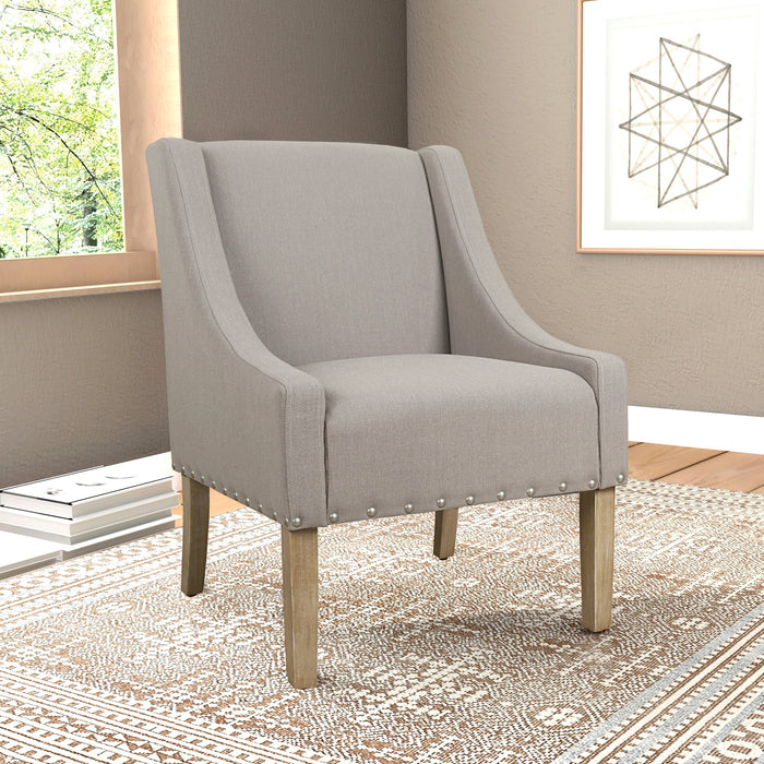 Modern Swoop Accent Chair with Nailhead Trim - Tan