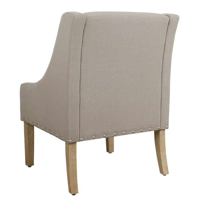 Modern Swoop Accent Chair with Nailhead Trim - Tan