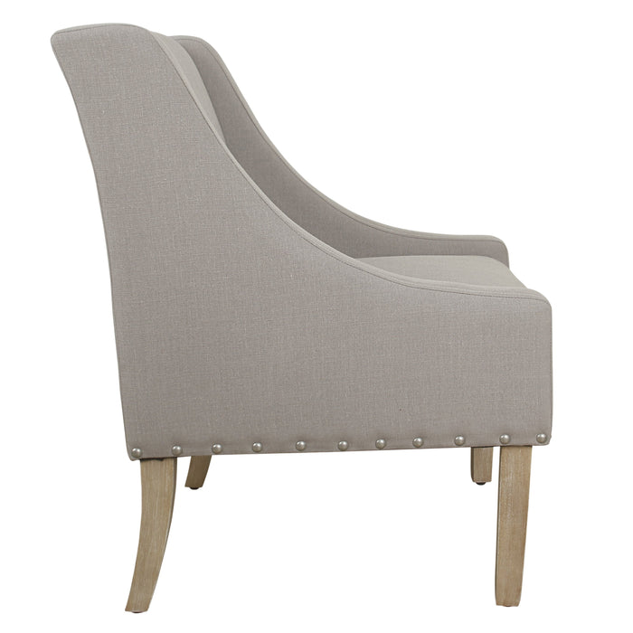 Modern Swoop Accent Chair with Nailhead Trim - Tan