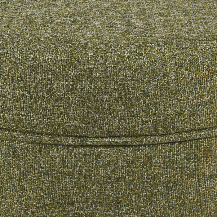 Round Storage Ottoman - Green Tweed