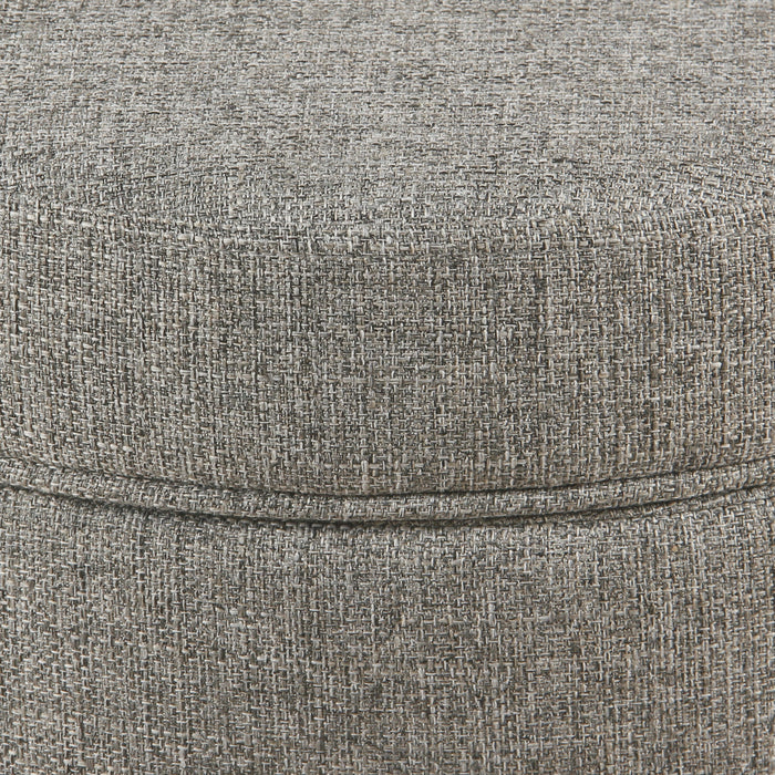 Round Storage Ottoman - Light Gray Tweed