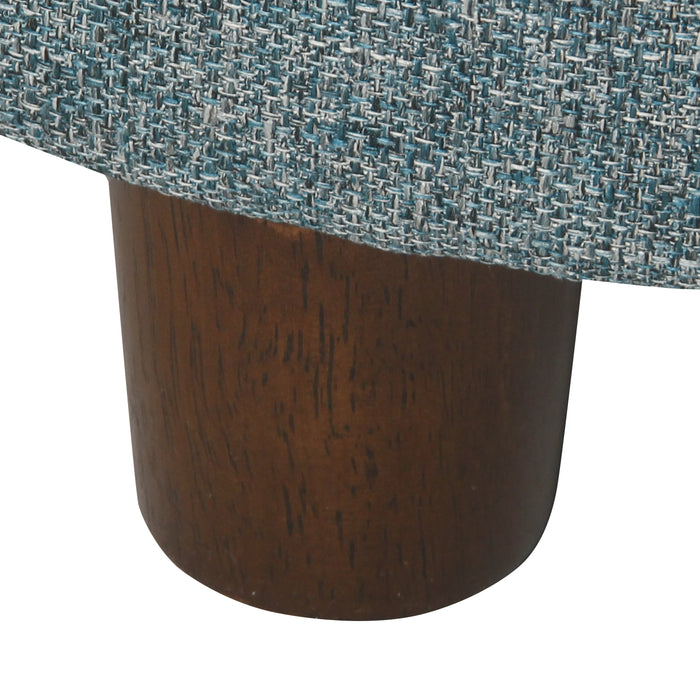 Round Storage Ottoman - Teal Tweed