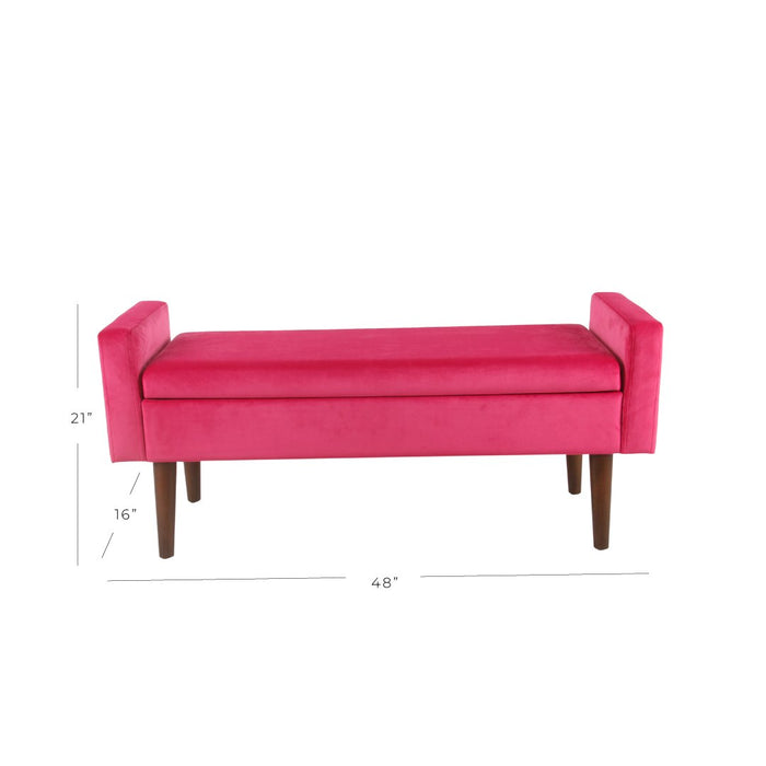 Modern Velvet Storage Bench - Pink
