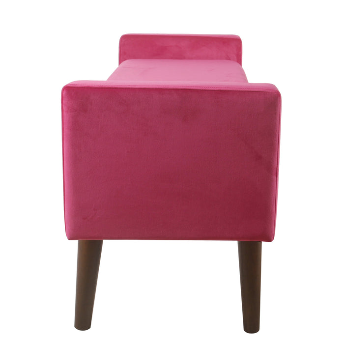 Modern Velvet Storage Bench - Pink